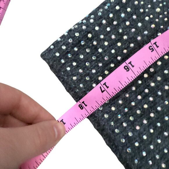 Zara FW18 Grey Beaded Short Sweater Size S crystals rhinestones - Picture 7 of 10